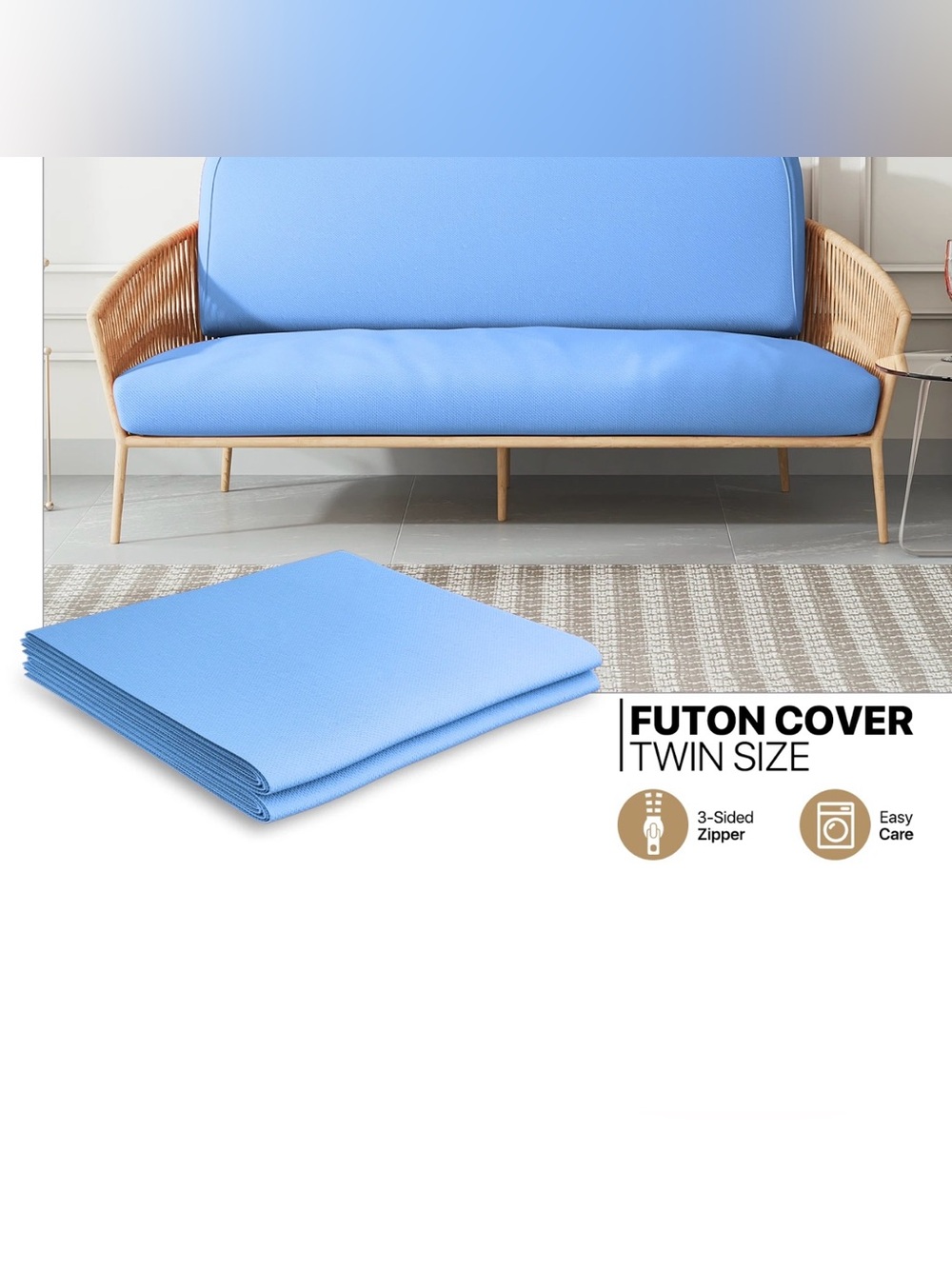 Monibloom Futon Cover Twin Size - Light Blue ❗️🩵😍